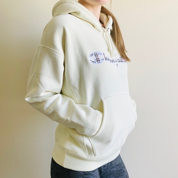 Champion Uo Exclusive Plaid Logo Hoodie 